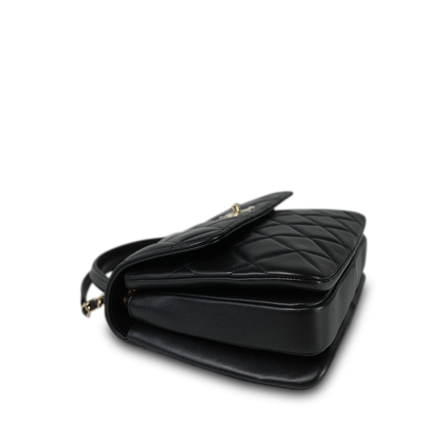 21S Black Lambskin Quilted Small Trendy CC Light Gold Hardware