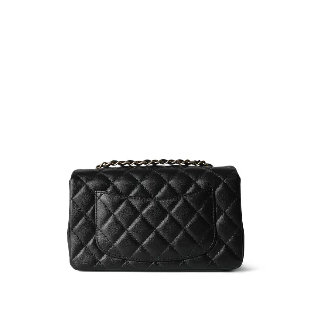22A Black Lambskin Quilted Mini Rectangular Flap LGHW