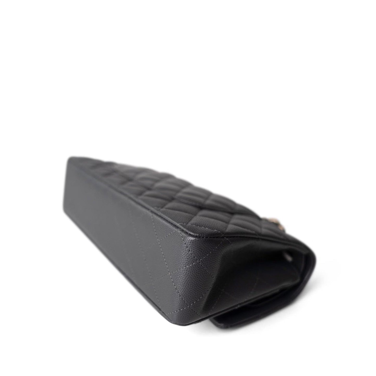 21B Dark Grey Caviar Quilted Classic Flap Medium Light Gold Hardware