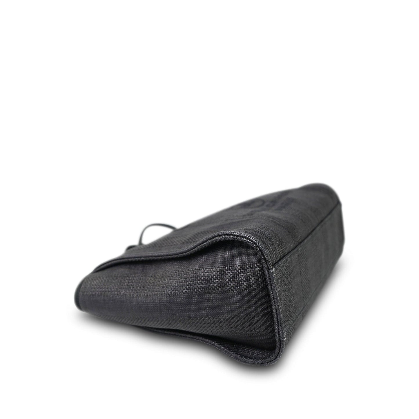 20P Black Stripe Raffia Deauville Shopping Tote Small Light Gold Hardware