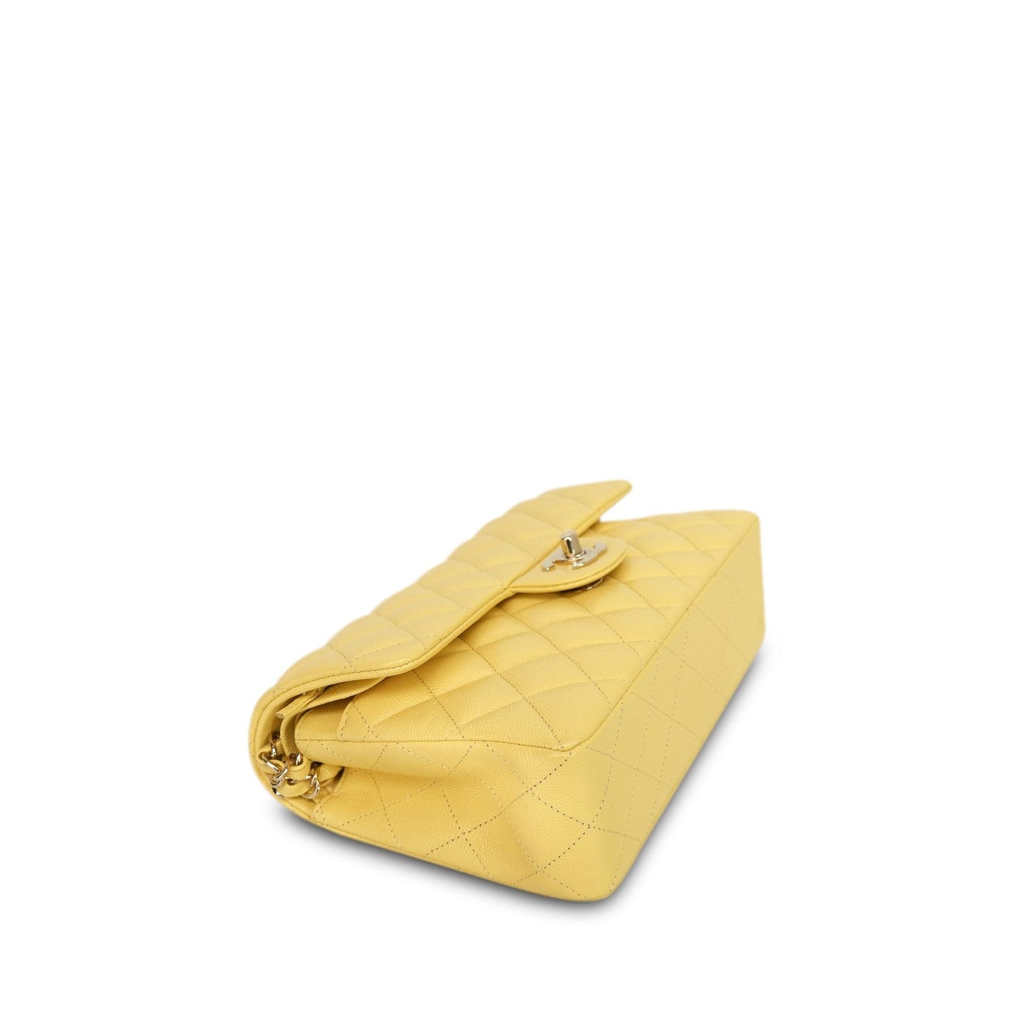 21P Yellow Caviar Quilted Classic Flap Small LGHW