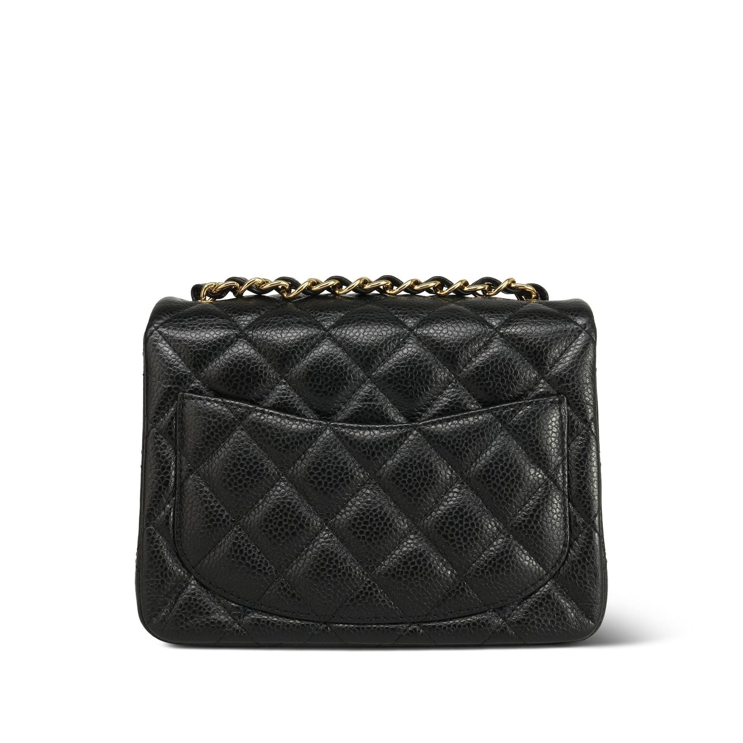 12A Black Caviar Quilted Mini Square Flap Gold Hardware