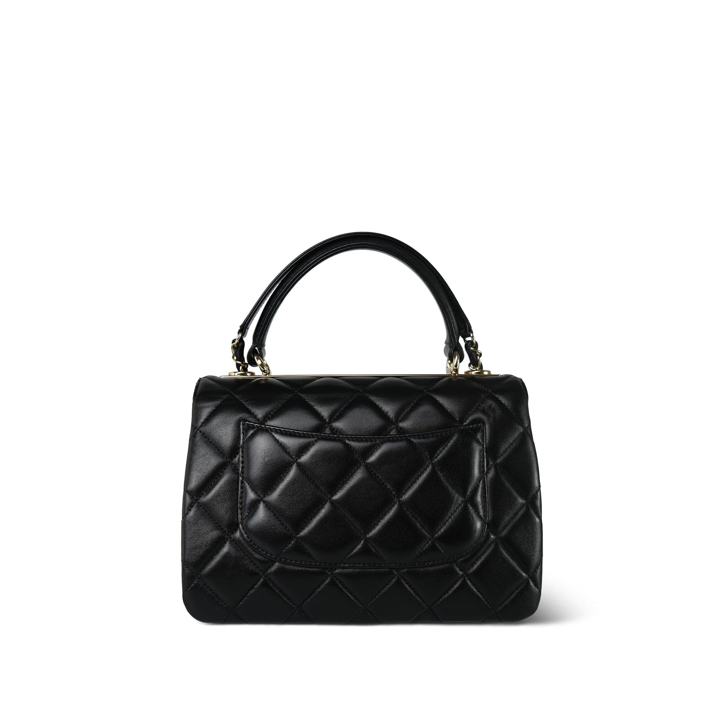 21S Black Lambskin Quilted Small Trendy CC Light Gold Hardware