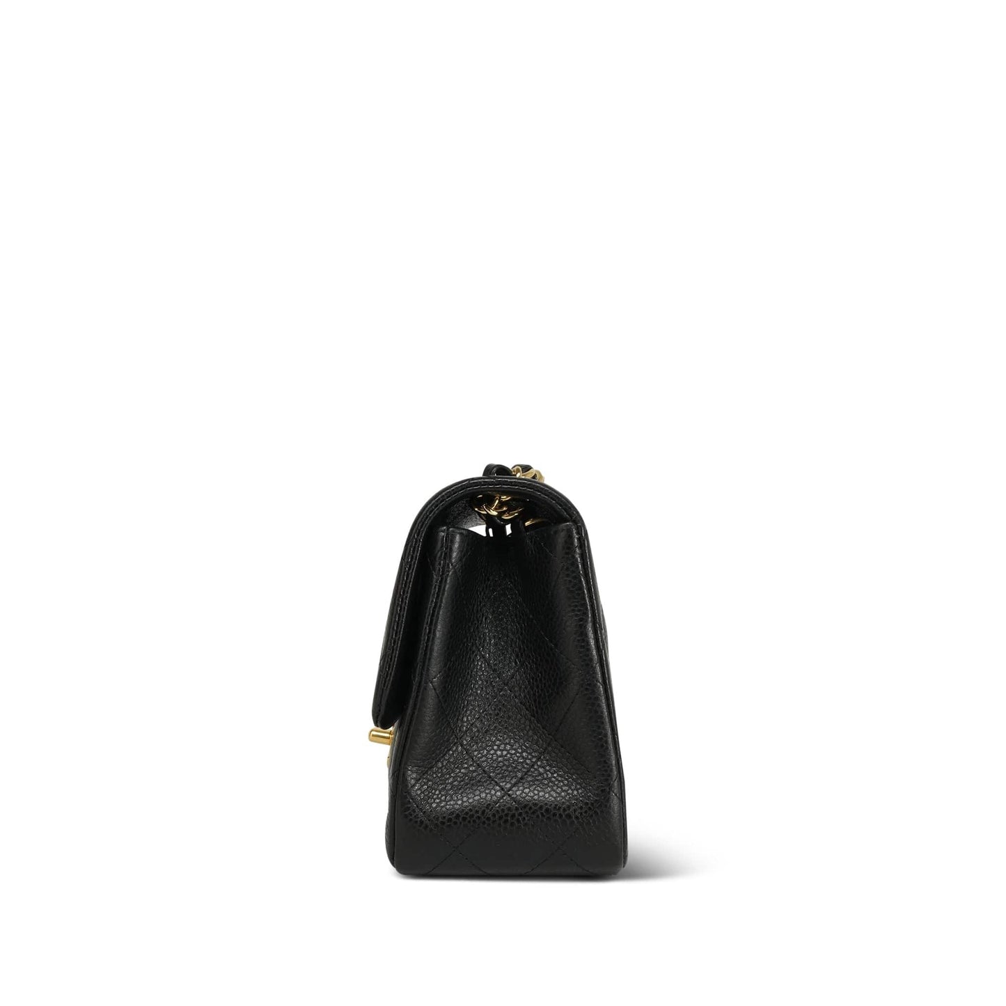 12A Black Caviar Quilted Mini Square Flap Gold Hardware