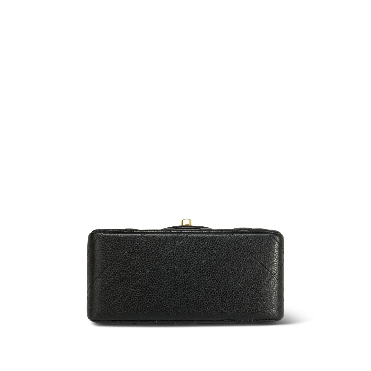 12A Black Caviar Quilted Mini Square Flap Gold Hardware