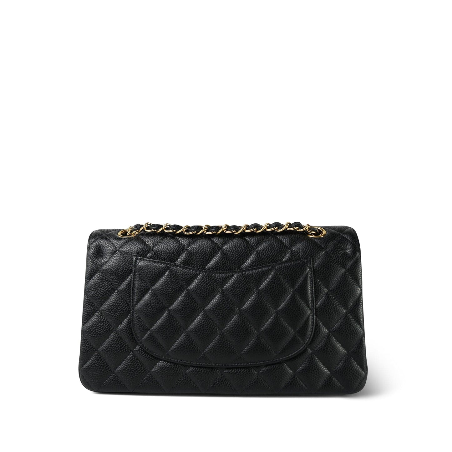 20C Black Caviar Quilted Classic Flap Medium Gold Hardware