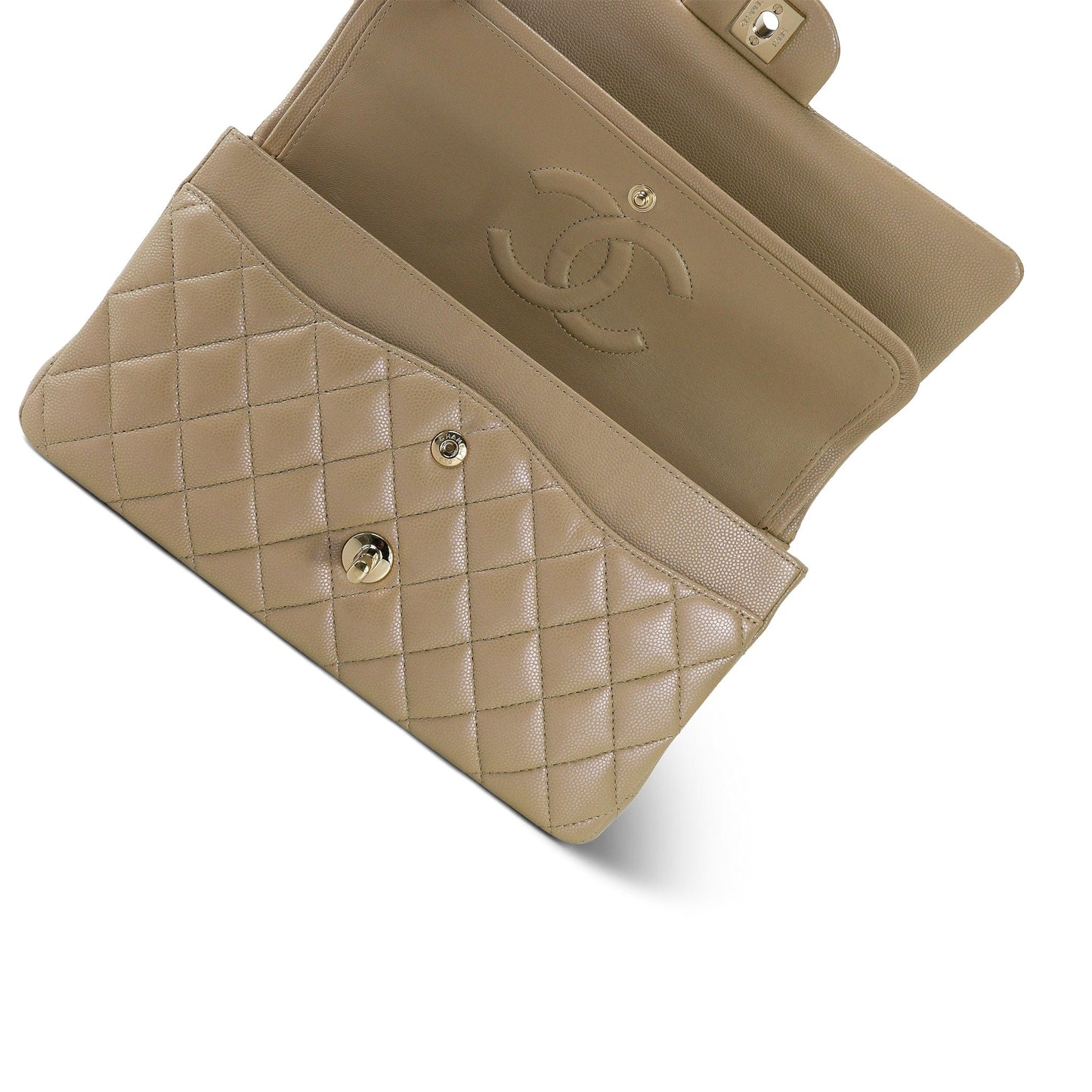 21S Iridescent Dark Beige Classic Flap Medium LGHW