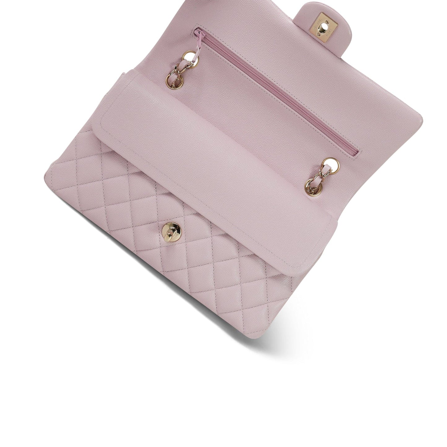 21S Light Pink Caviar Quilted Classic Flap Medium Light Gold Hardware