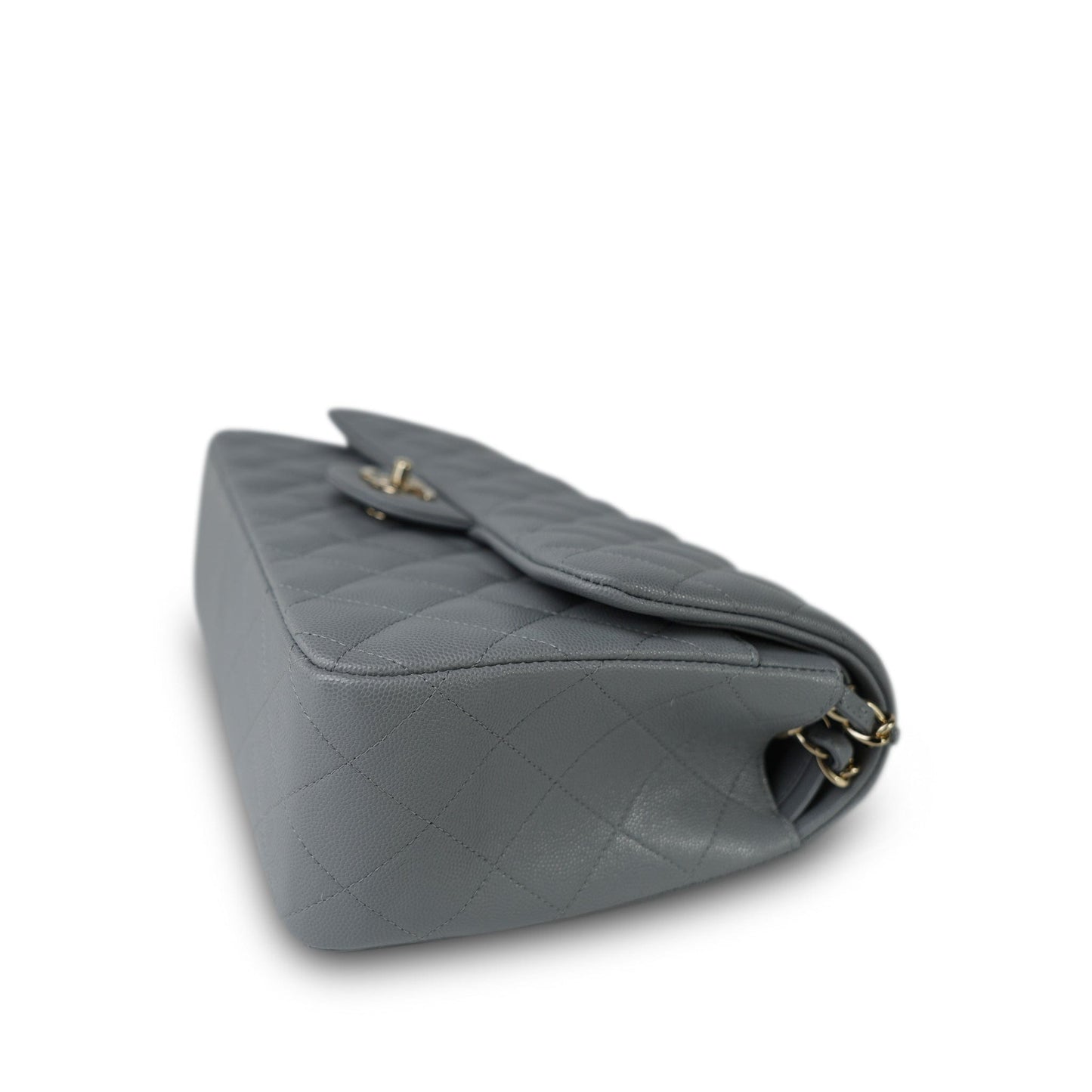 20C Grey Caviar Quilted Jumbo Classic Flap Light Gold Hardware