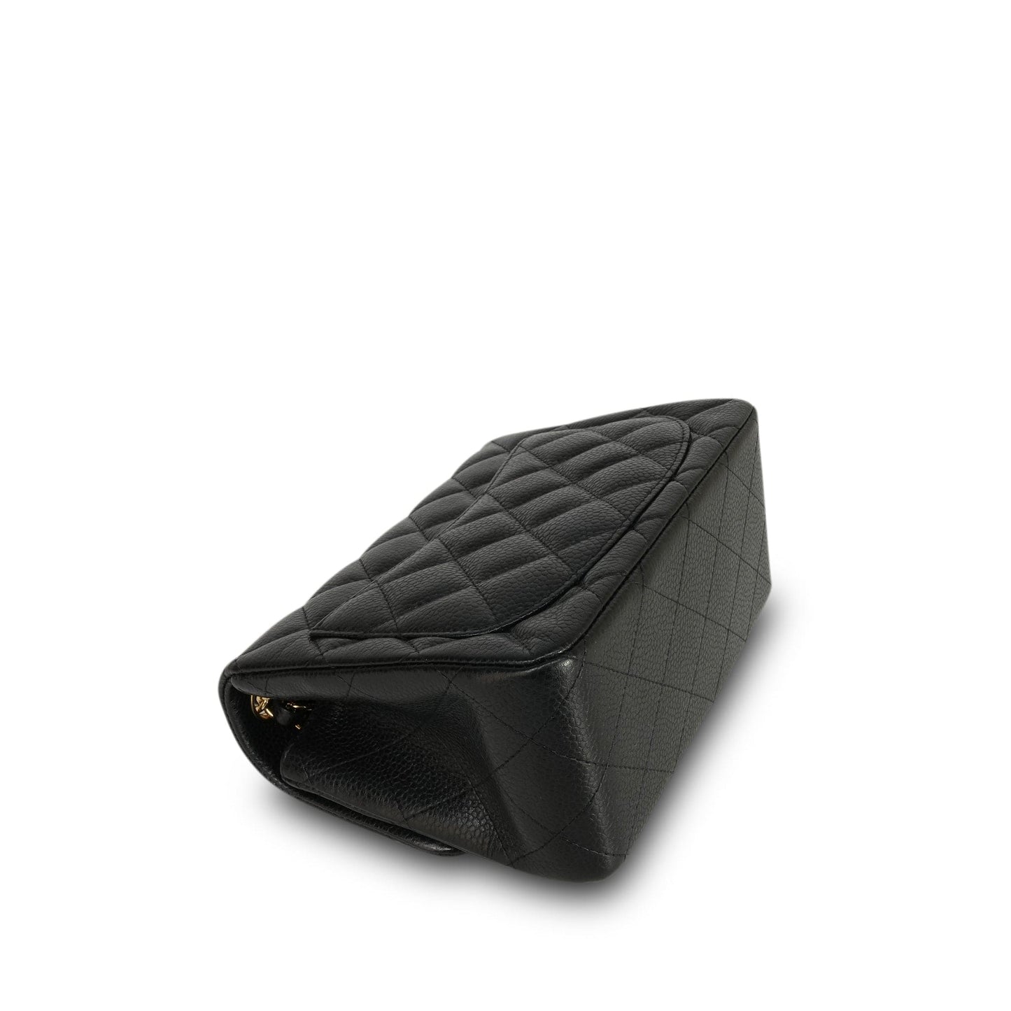12A Black Caviar Quilted Mini Square Flap Gold Hardware
