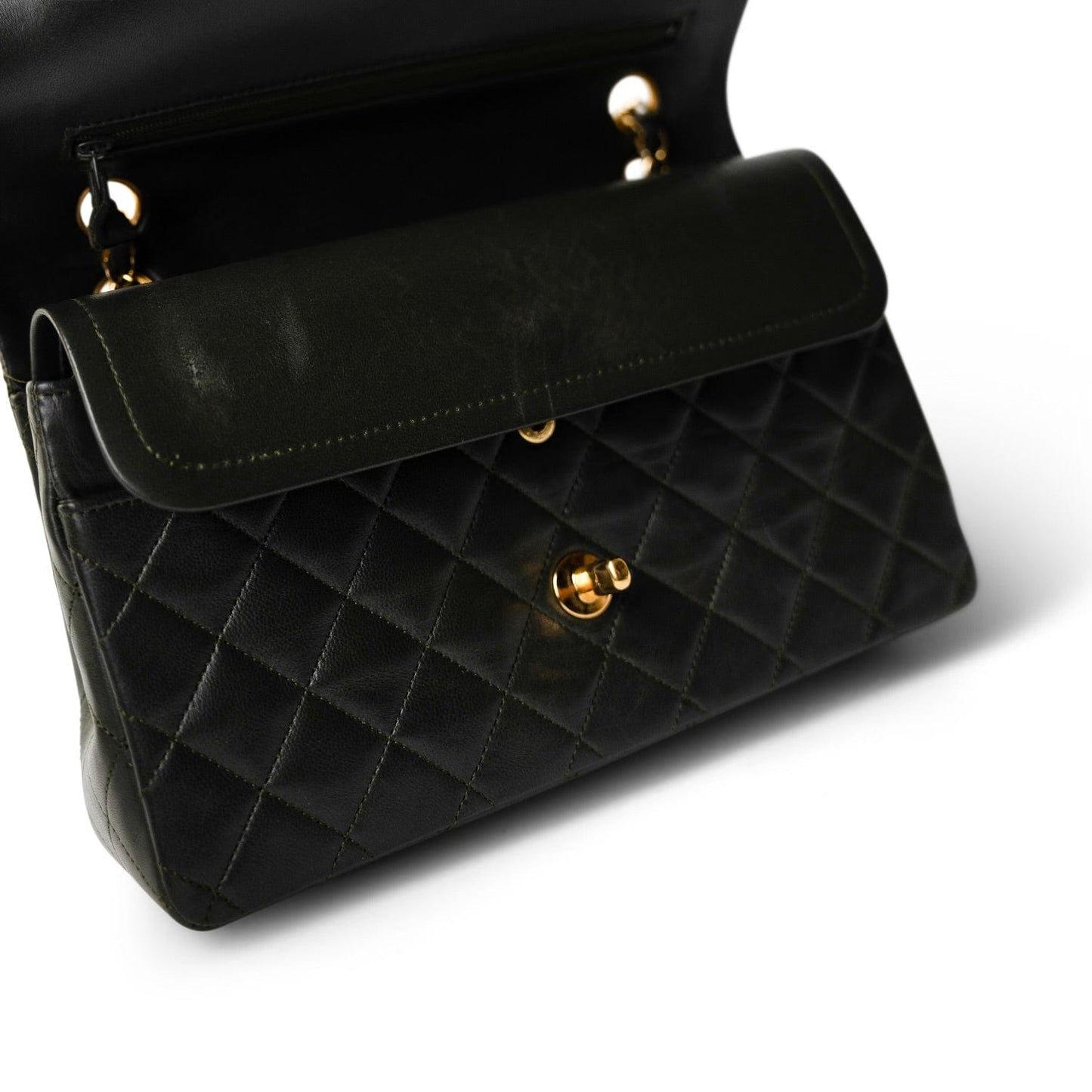 Vintage Green/Grey Lambskin Quilted Classic Flap GHW