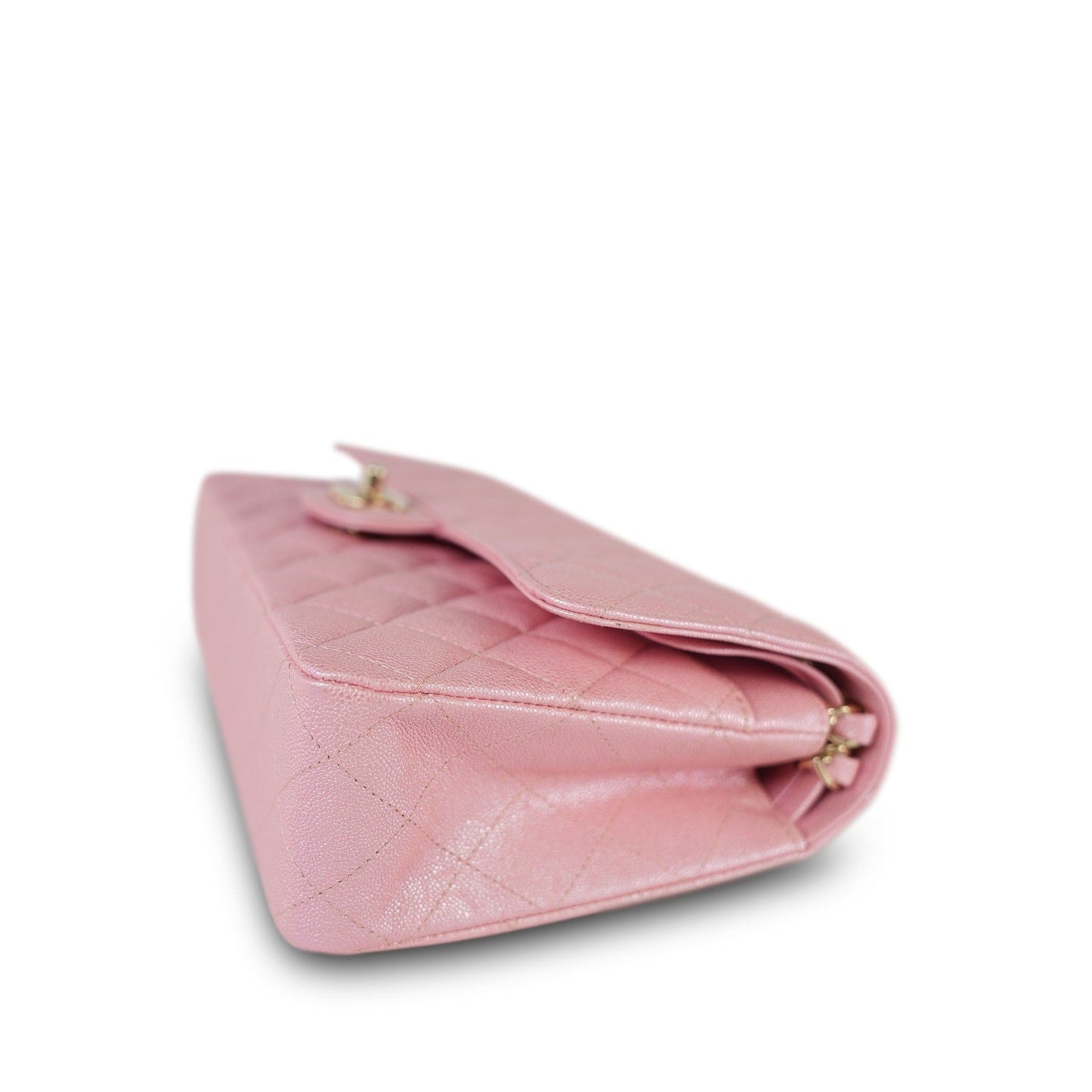 19S Iridescent Pink Caviar Quilted Medium Classic Flap Light Gold Hardware