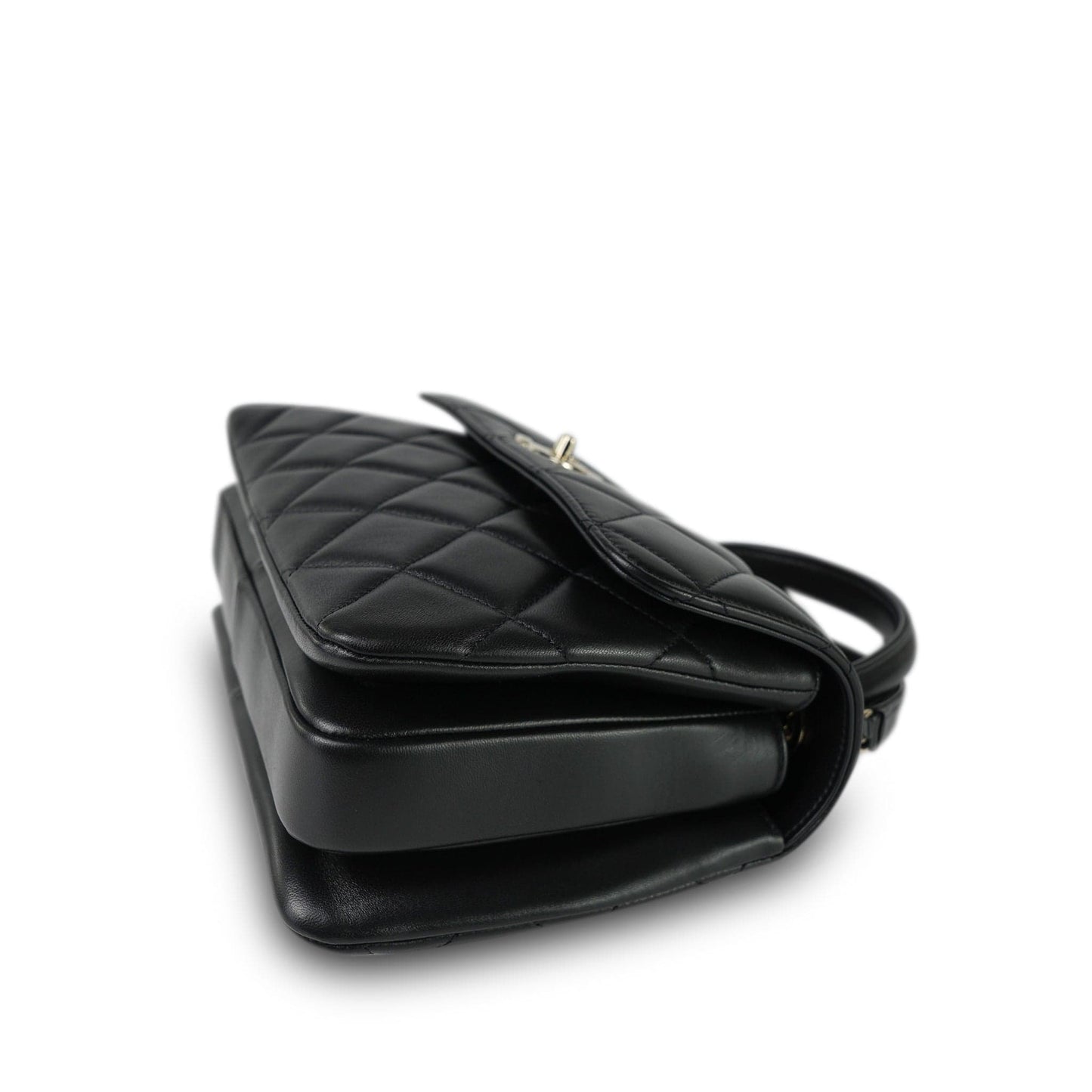 21S Black Lambskin Quilted Small Trendy CC Light Gold Hardware