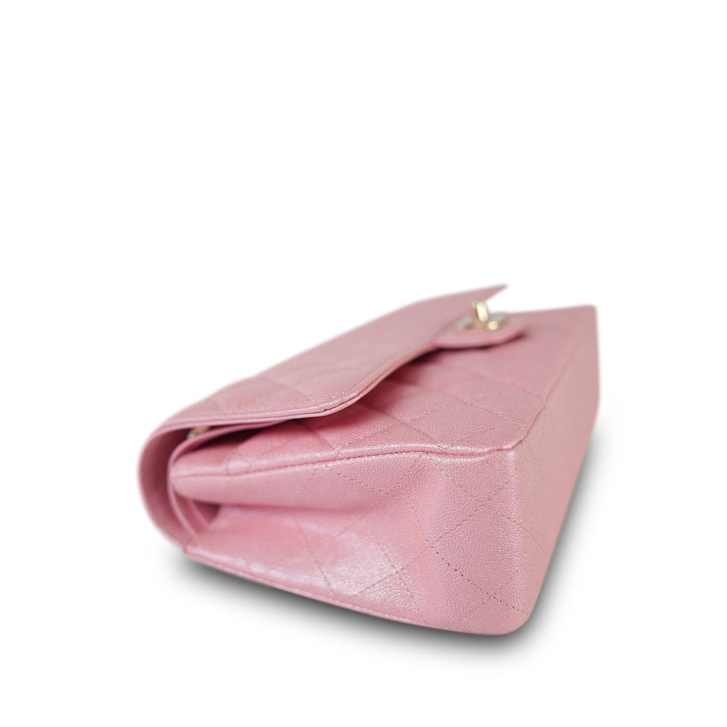19S Iridescent Pink Caviar Quilted Medium Classic Flap Light Gold Hardware