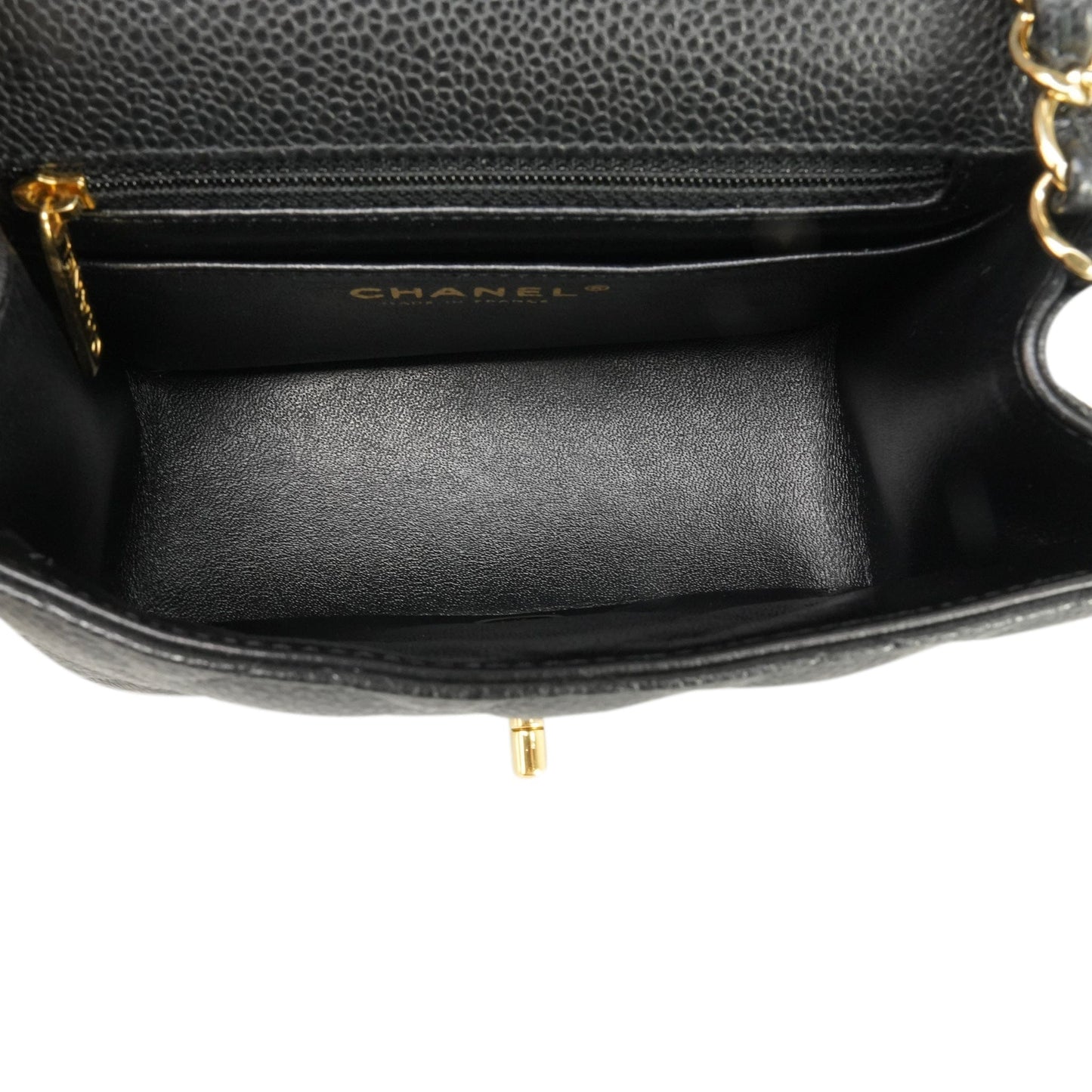 12A Black Caviar Quilted Mini Square Flap Gold Hardware
