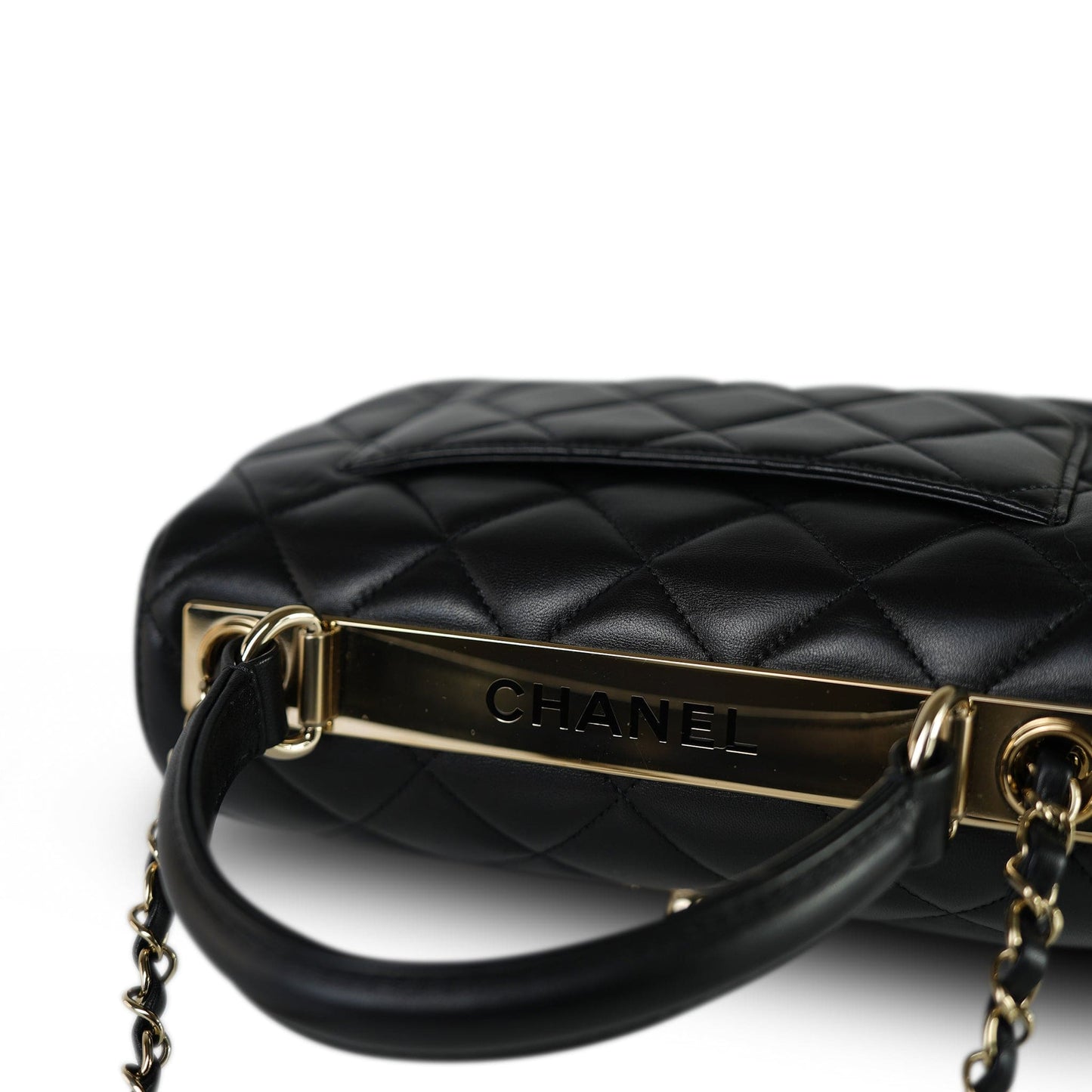 21S Black Lambskin Quilted Small Trendy CC Light Gold Hardware