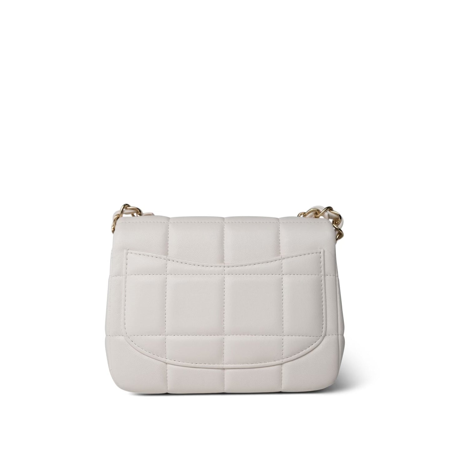 White Lambskin Quilted Monacoco Mini Square Flap LGHW