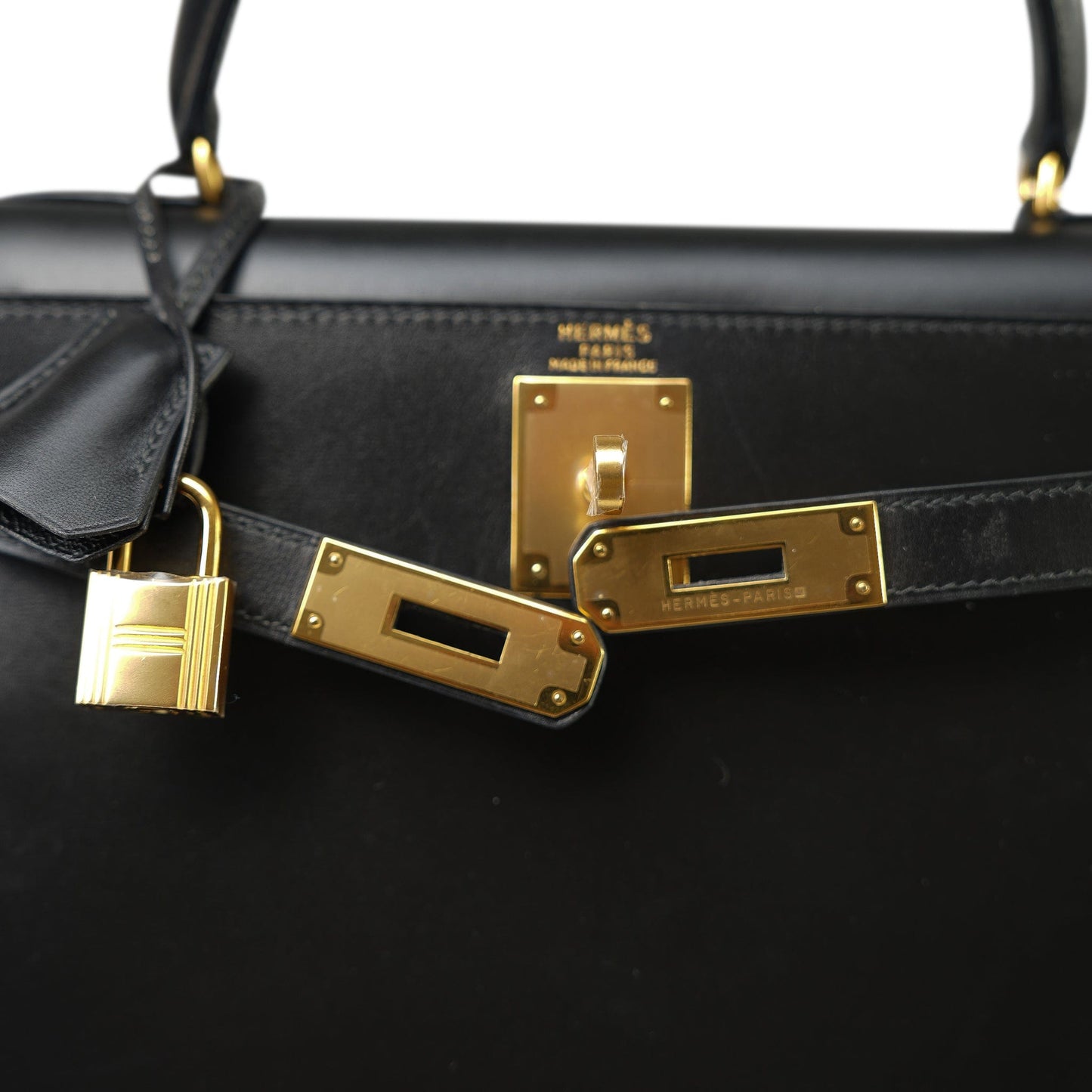 Vintage Kelly Sellier 28 Black Box Calfskin Gold Plated (Y) Stamp