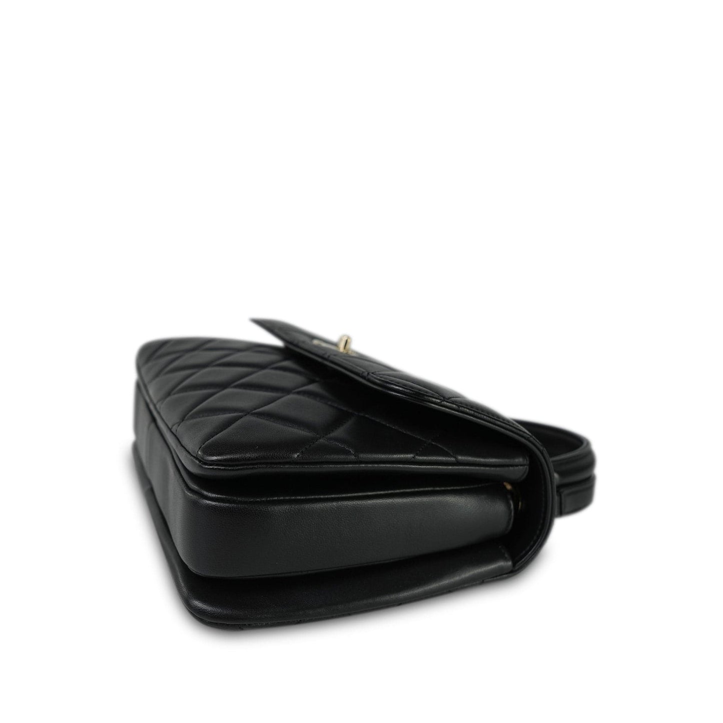 21S Black Lambskin Quilted Small Trendy CC Light Gold Hardware