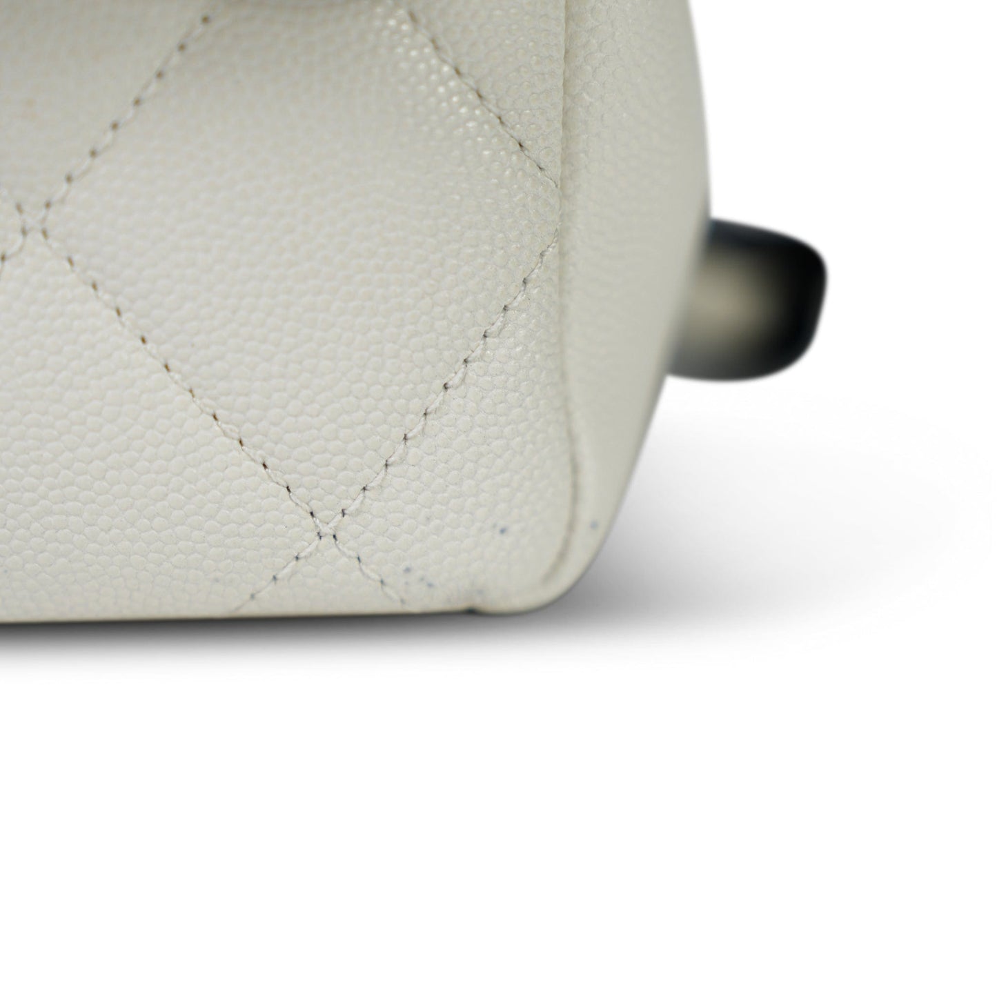 White Caviar Quilted My Everything Flap Black Hardware