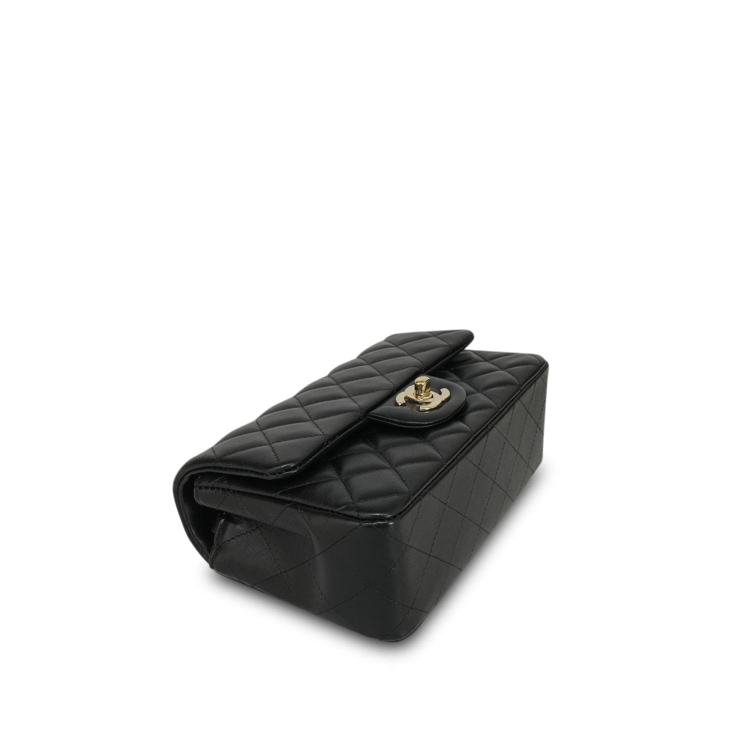 22A Black Lambskin Quilted Mini Rectangular Flap LGHW