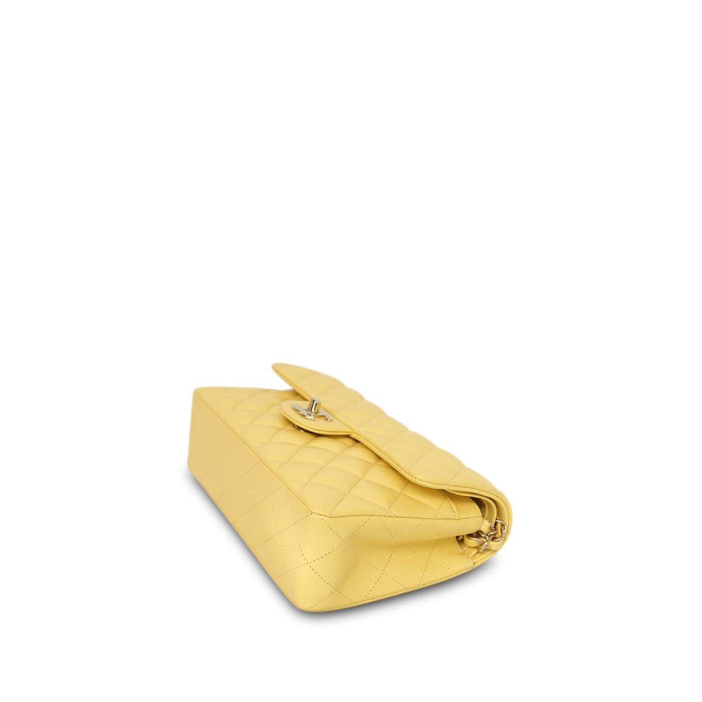 21P Yellow Caviar Quilted Classic Flap Small LGHW