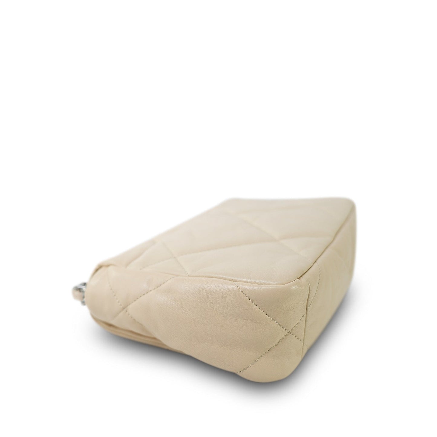 20A Light Beige Goatskin Quilted 19 Flap Small Mixed Hardware