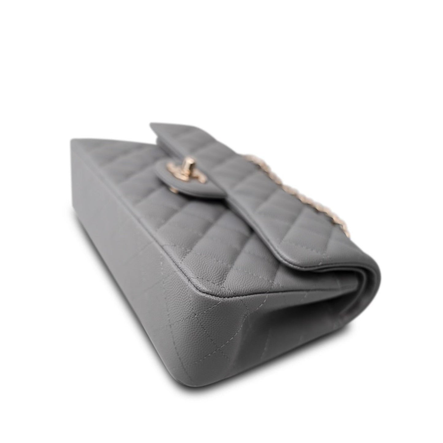 20c Grey Caviar Quilted Classic Flap Small Light Gold Hardware