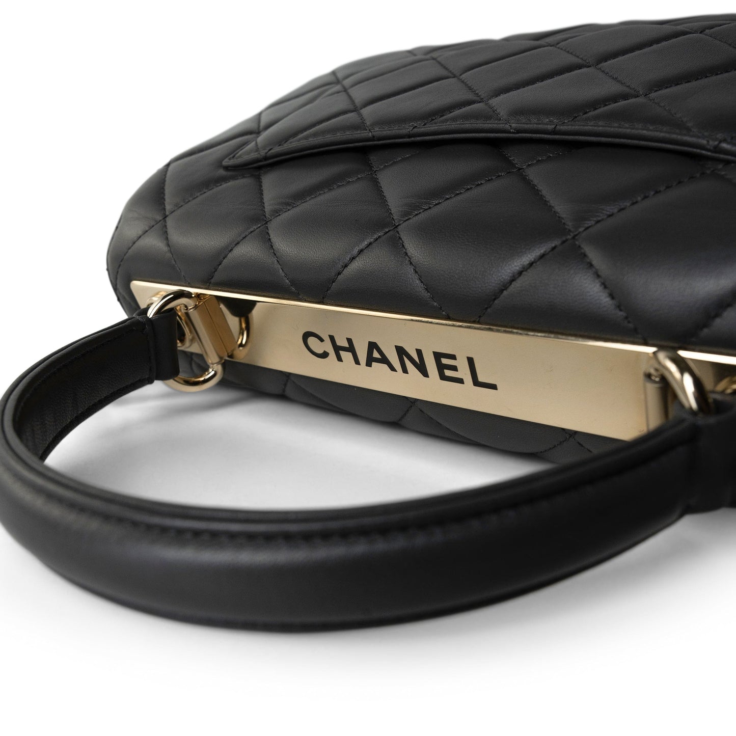 Trendy CC Grey Lambskin Quilted Small Light Gold Hardware