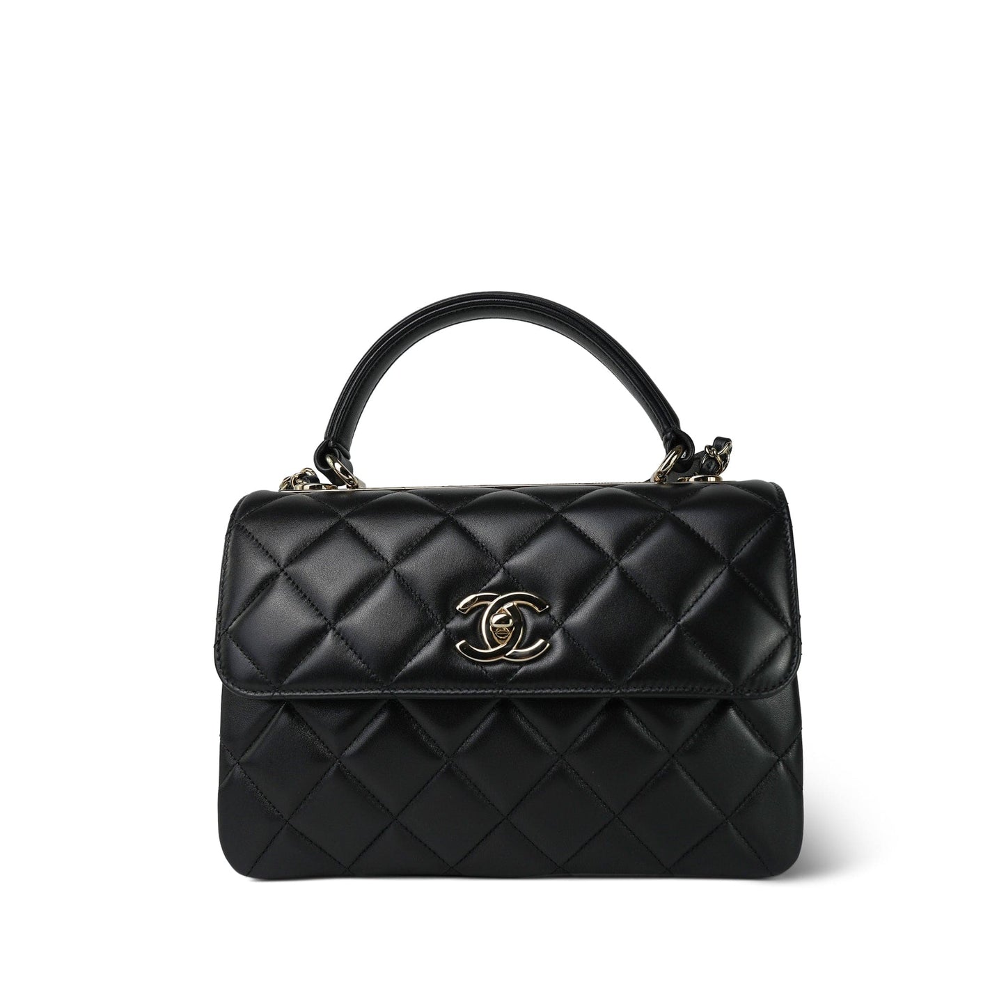 21S Black Lambskin Quilted Small Trendy CC Light Gold Hardware