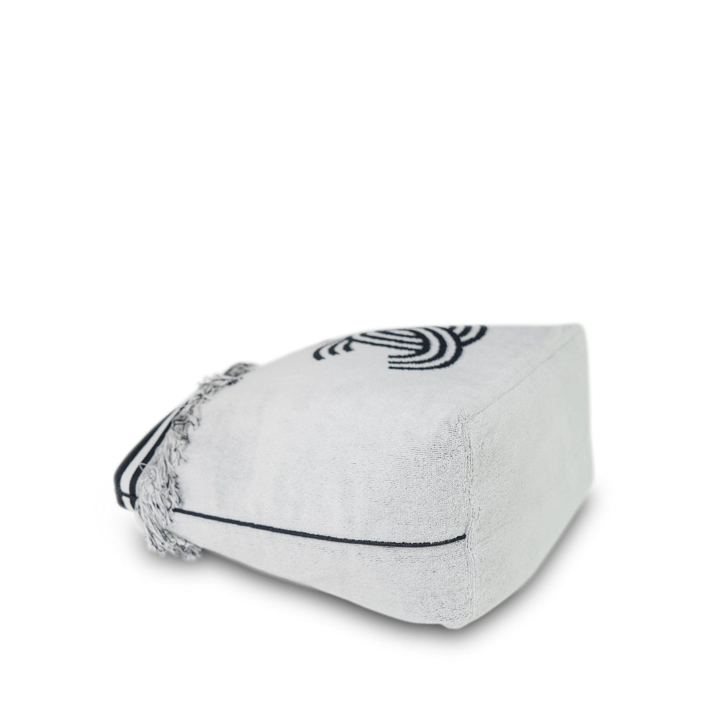 White/Black Terry Cloth Quilted CC Beach Tote with Towel Set