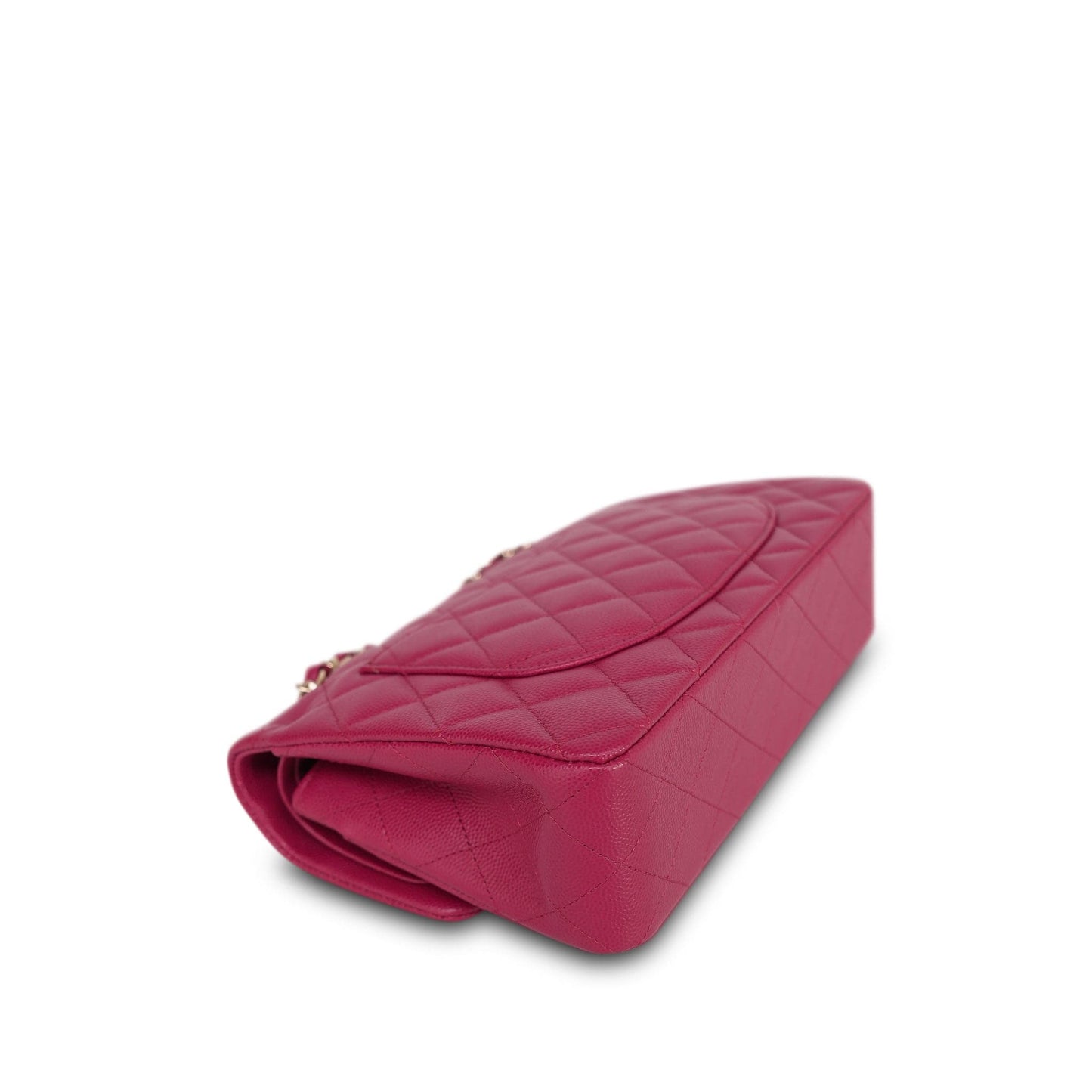 21A Dark Pink/Raspberry Caviar Quilted Classic Flap Small Light Gold Hardware