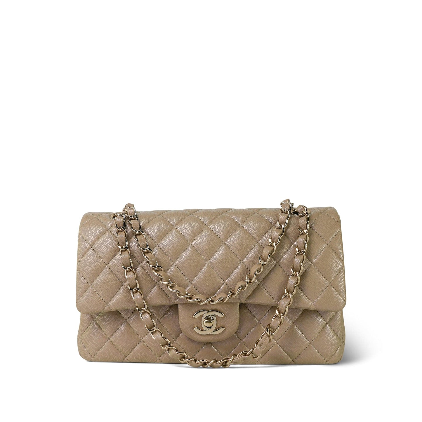 21S Iridescent Dark Beige Classic Flap Medium LGHW
