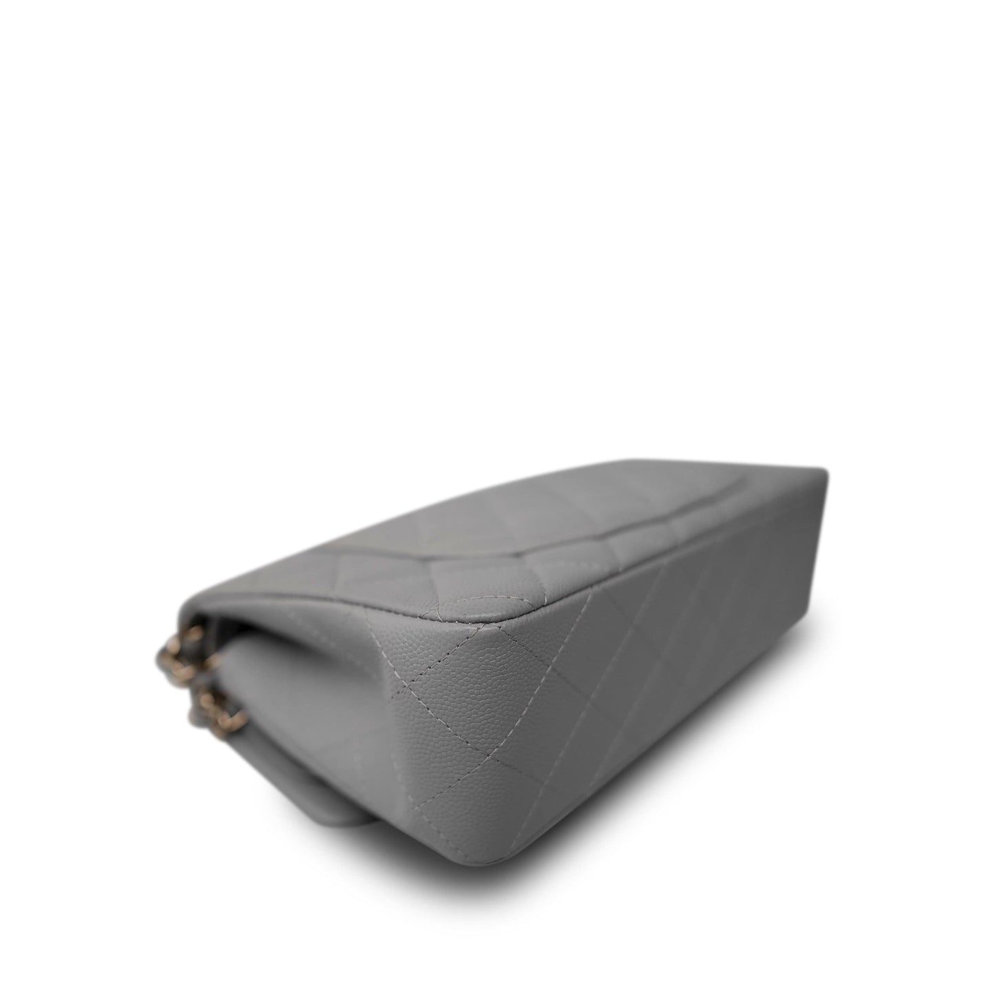 21A Grey Caviar Quilted Classic Flap Small Light Gold Hardware