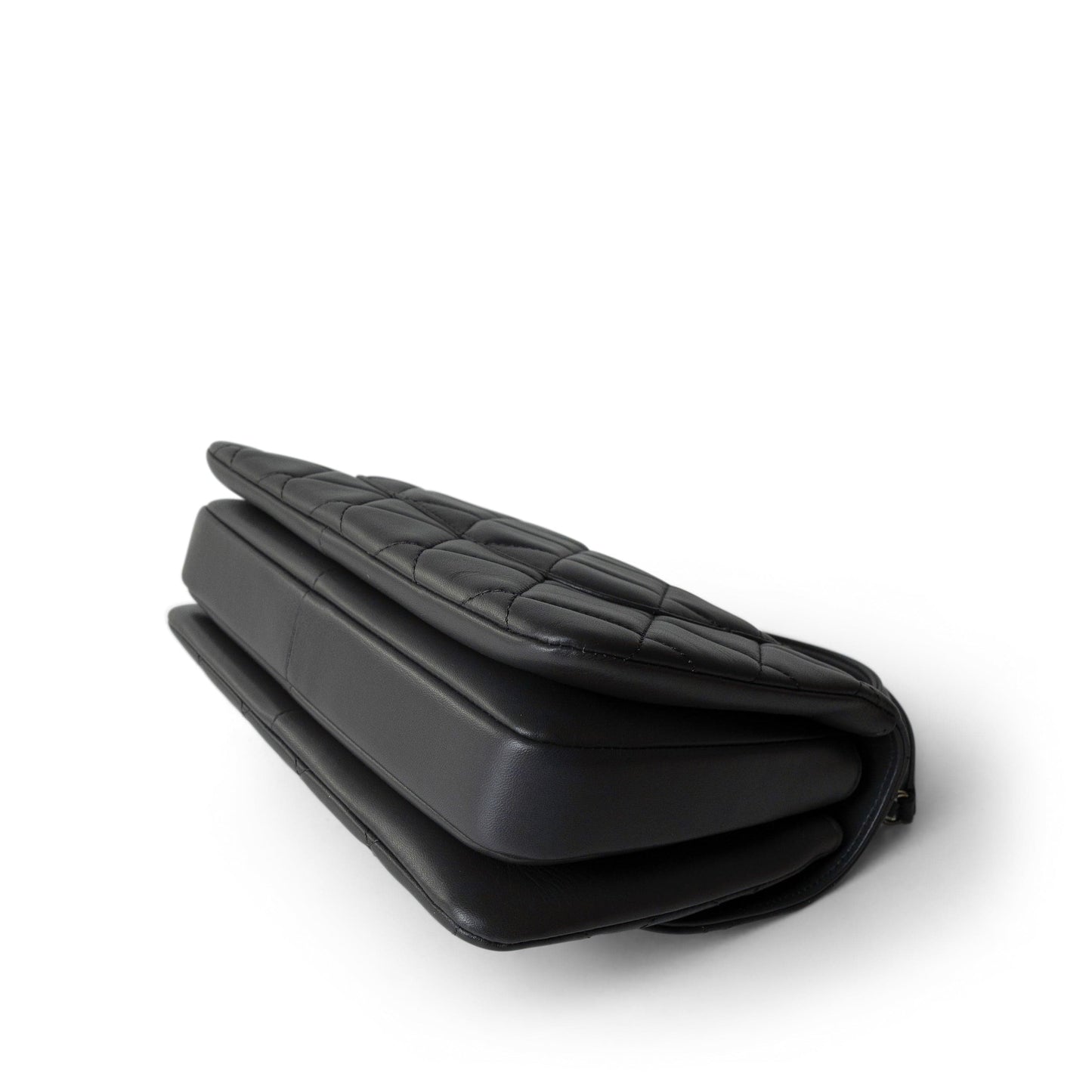 Trendy CC Grey Lambskin Quilted Small Light Gold Hardware