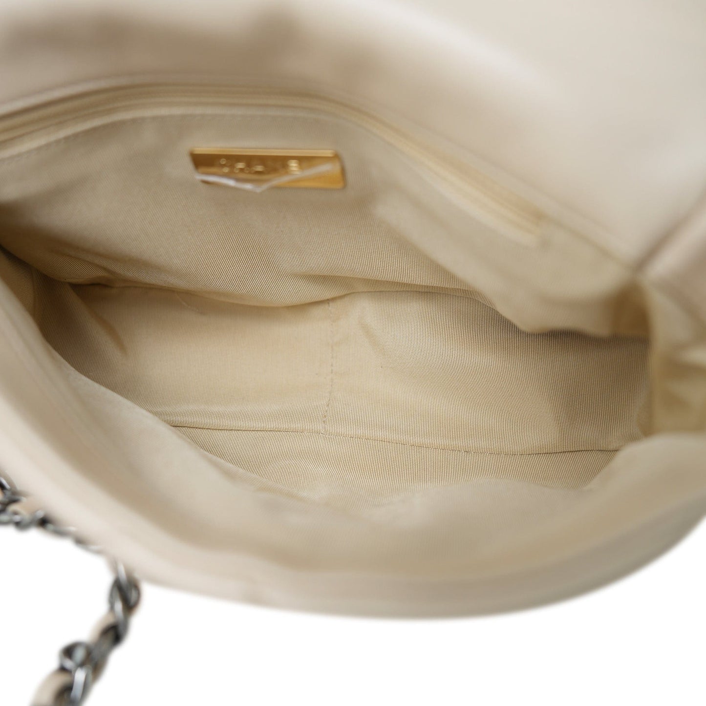 20A Light Beige Goatskin Quilted 19 Flap Small Mixed Hardware