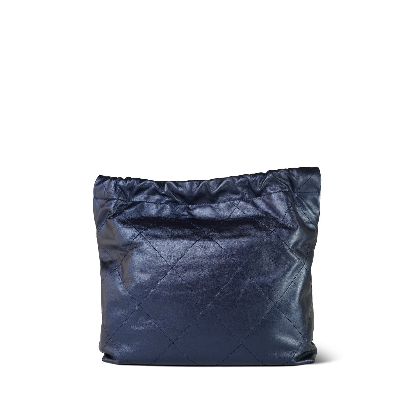 22A Metallic Navy Calfskin Quilted 22 Medium Hobo Bag