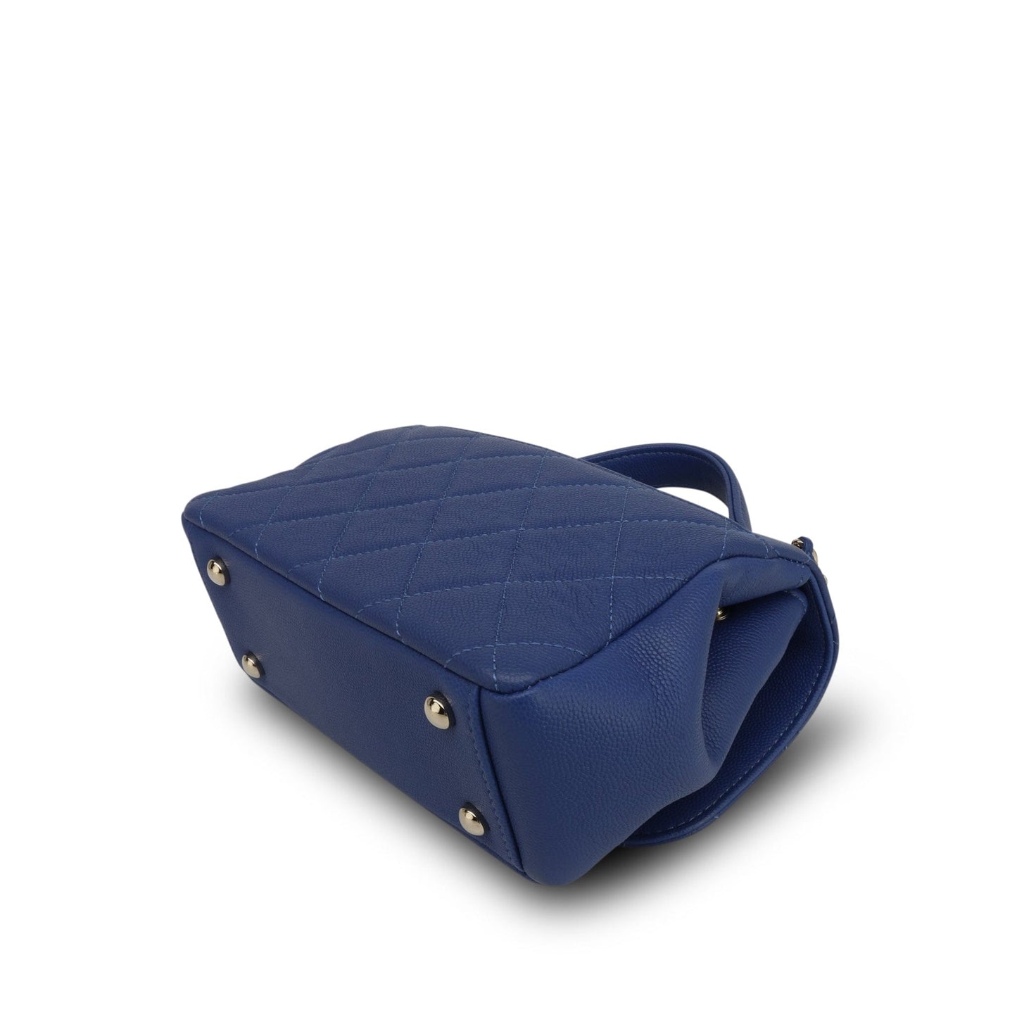 20P Blue Caviar Quilted Business Affinity Flap Small Light Gold Hardware