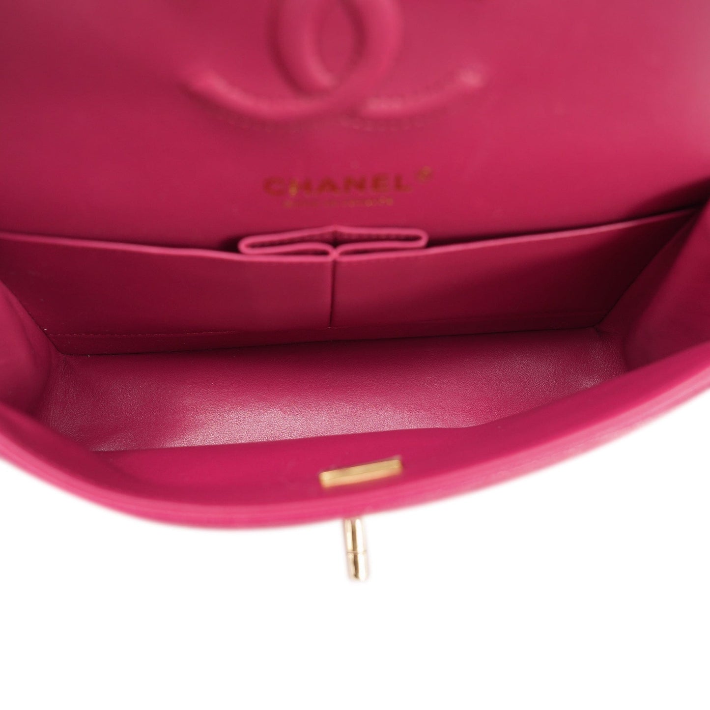 21A Dark Pink/Raspberry Caviar Quilted Classic Flap Small Light Gold Hardware