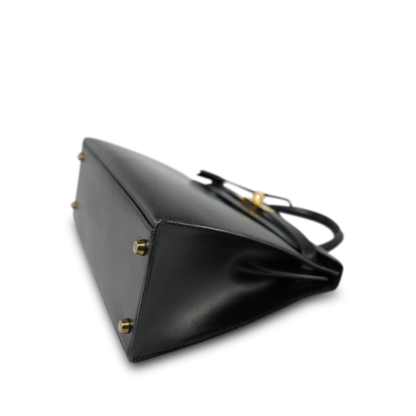 Vintage Kelly 28 Black Box Calfskin Gold Plated