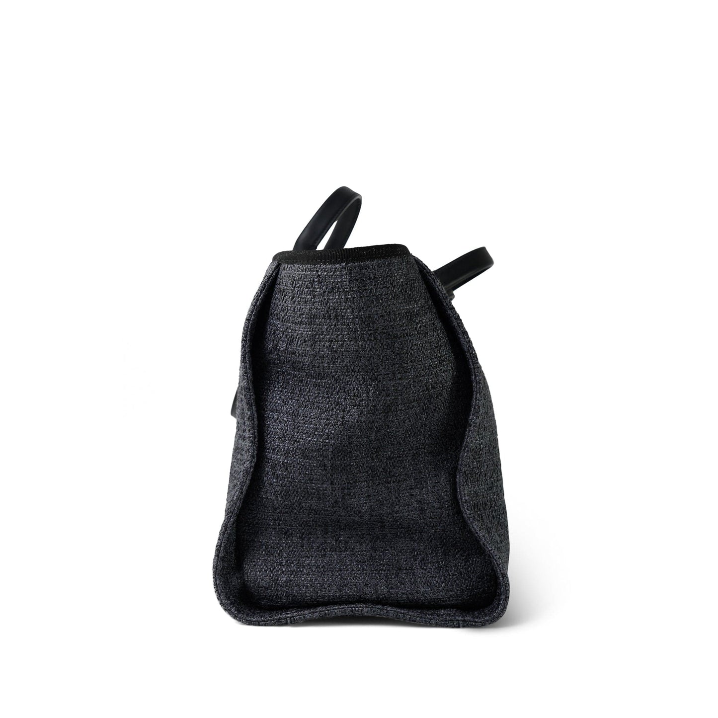 21S Navy/Black Raffia/Tweed Quilted Deauville Tote Large Light Gold Hardware