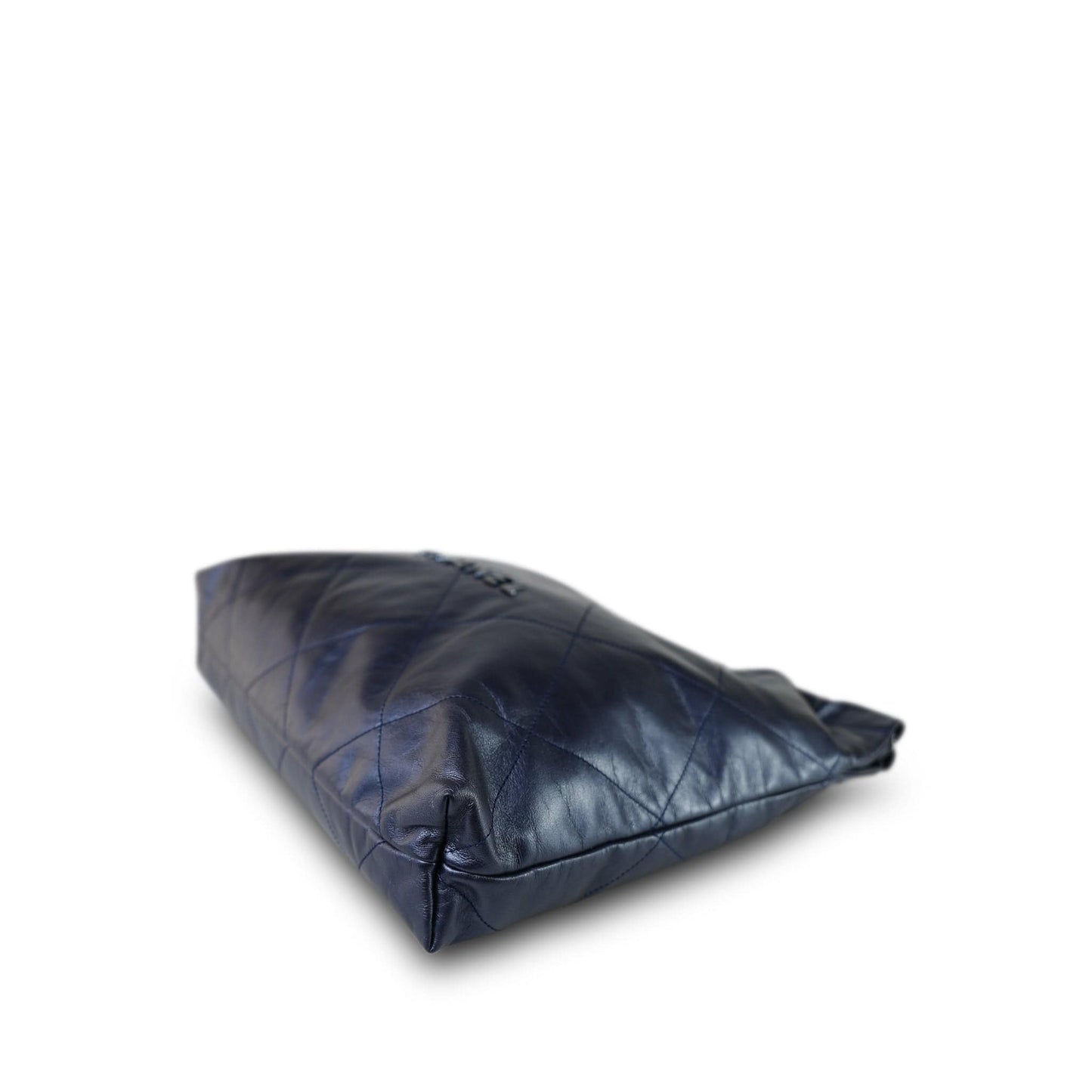 22A Metallic Navy Calfskin Quilted 22 Medium Hobo Bag