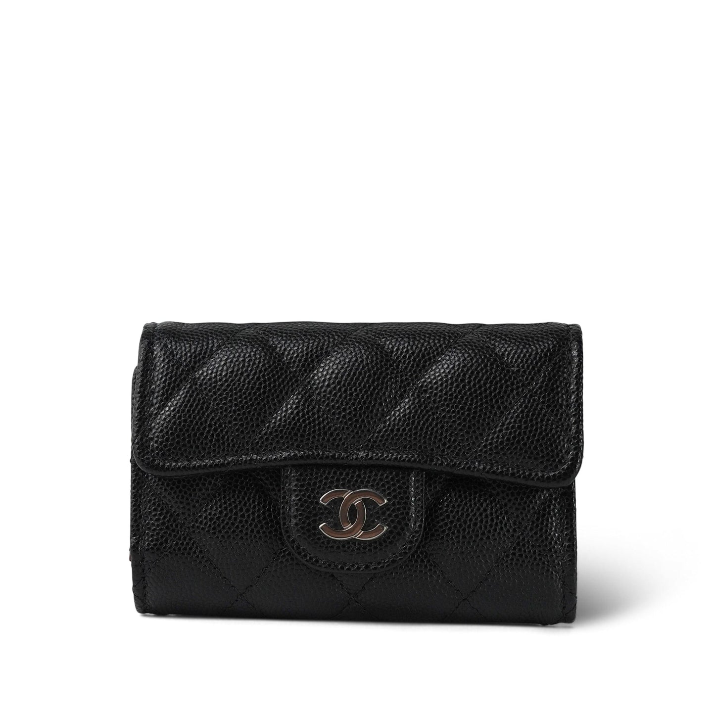 21K Black Caviar Quilted Classic Flap Key Holder SHW