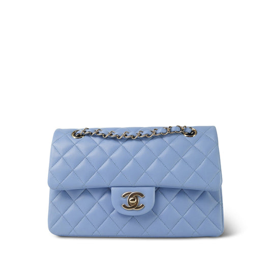 21C Blue Lambskin Quilted Classic Flap Small LGHW