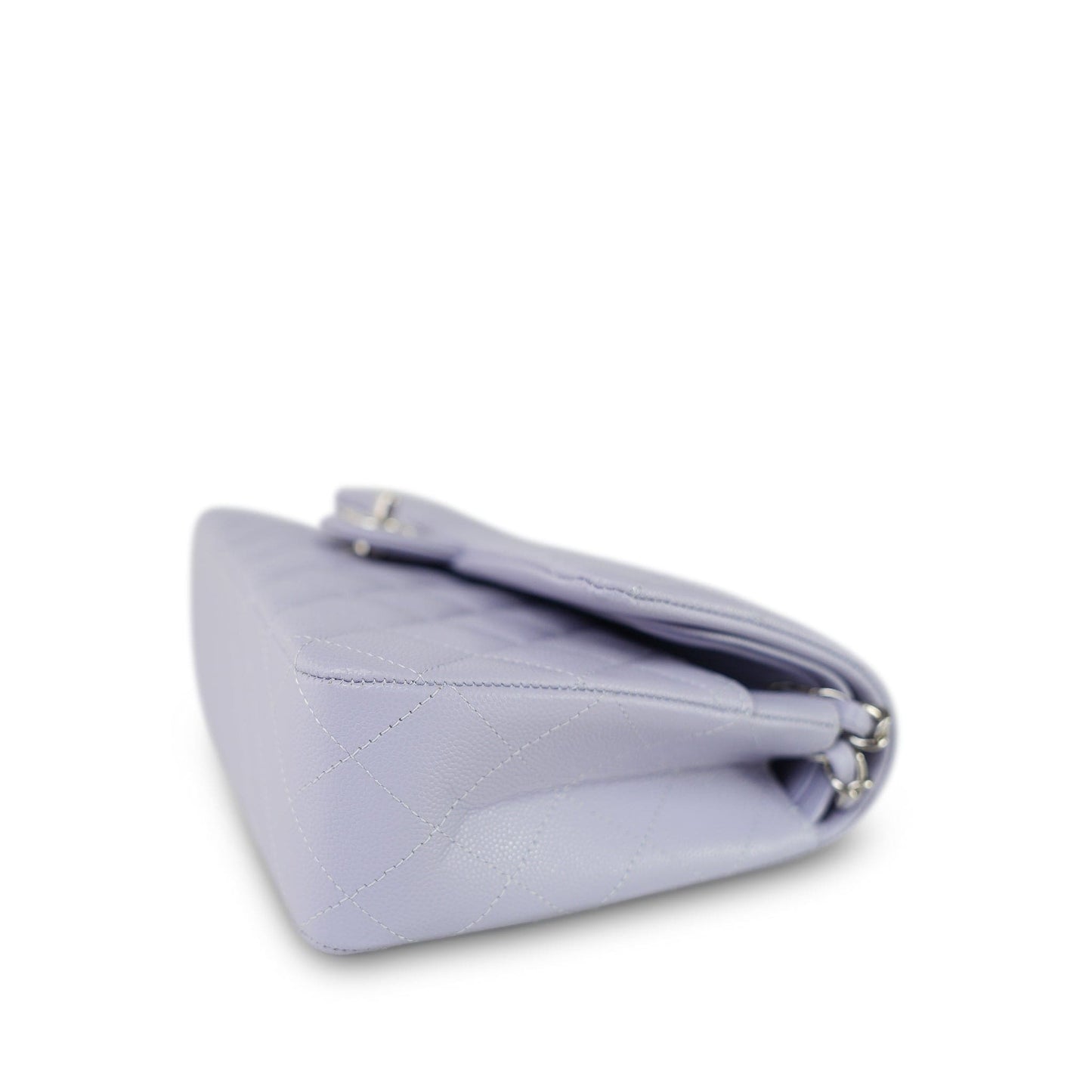 21K Light Purple/ Lilac Caviar Quilted Classic Flap Medium Silver Hardware