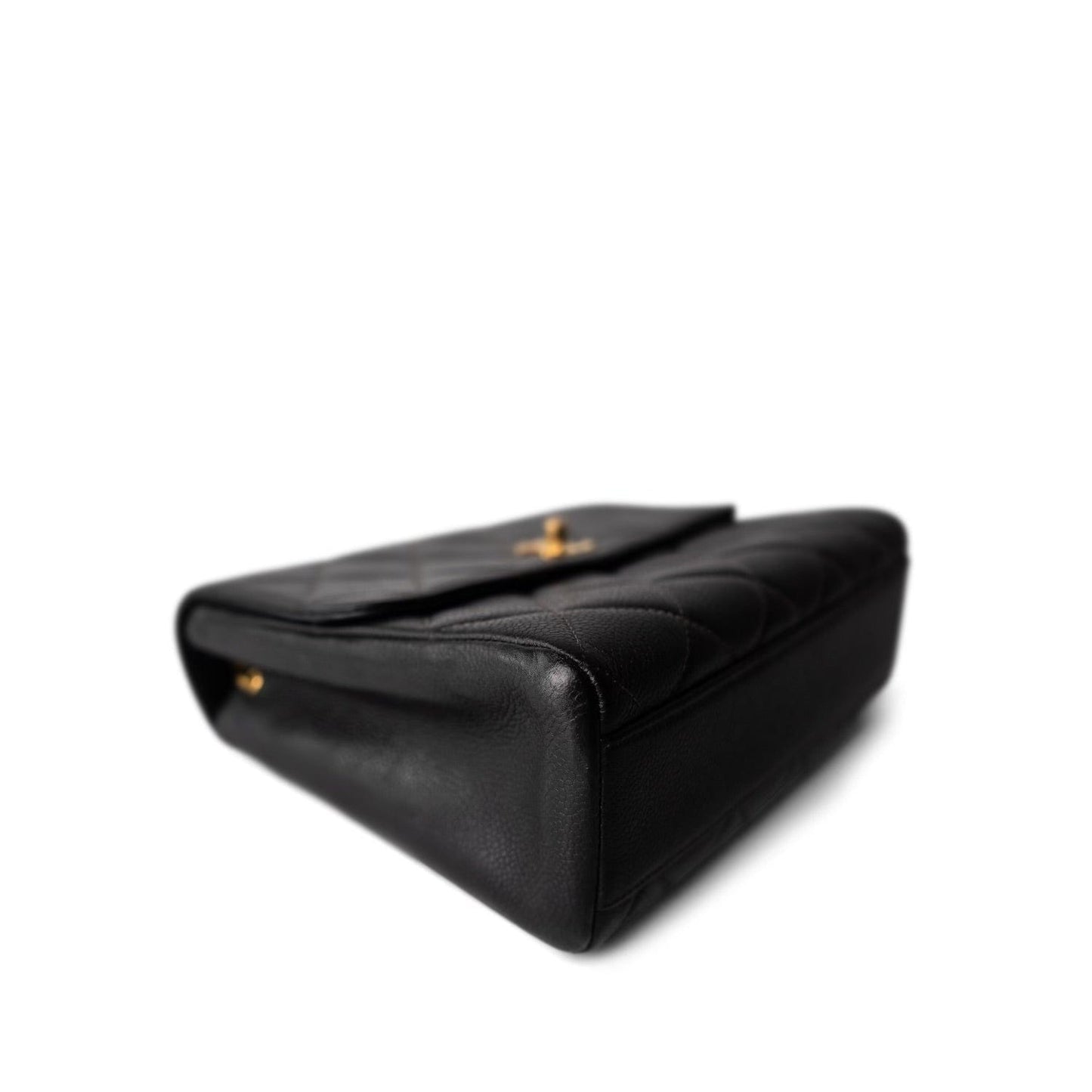 Vintage Black Caviar Quilted Square Flap Gold Hardware