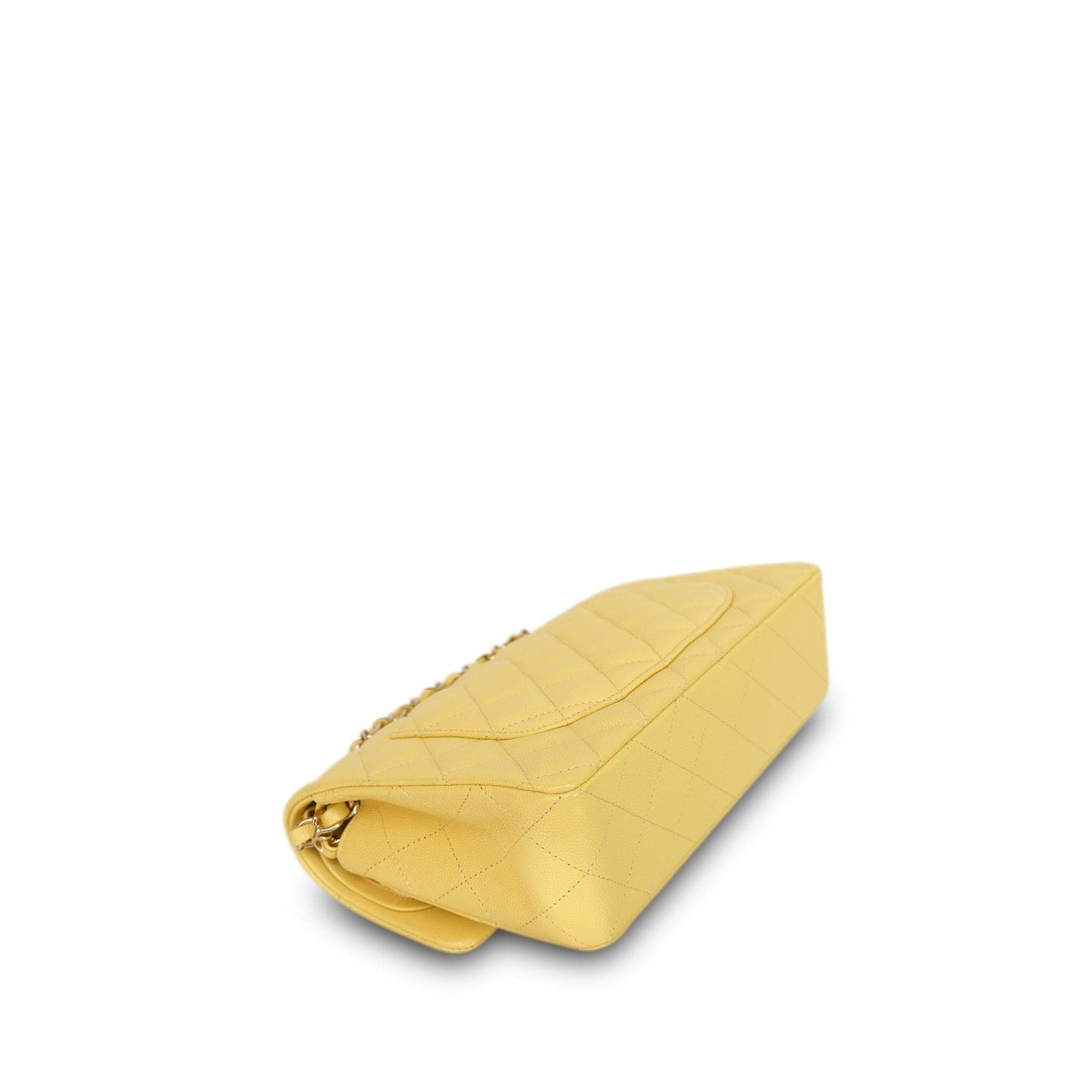 21P Yellow Caviar Quilted Classic Flap Small LGHW