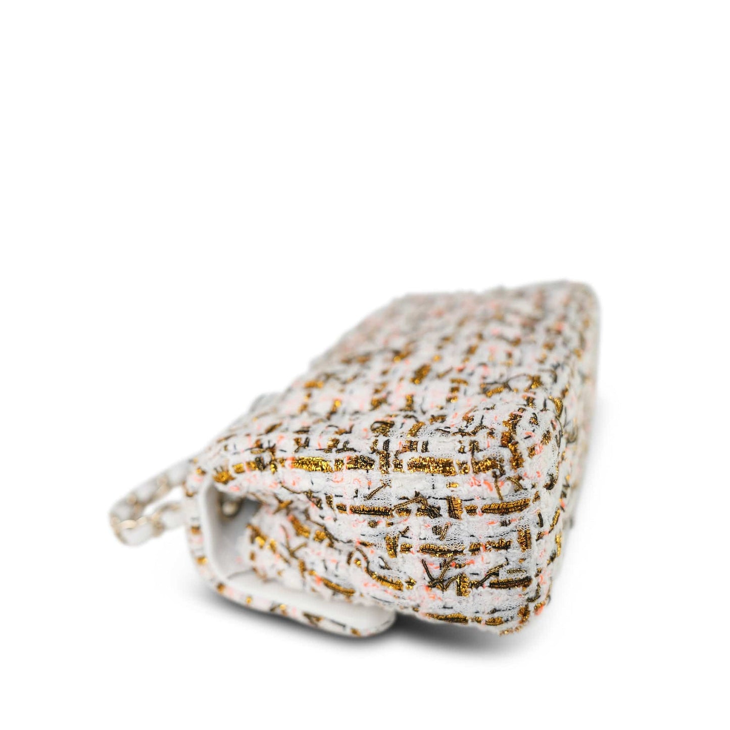 19C White/Orange/Gold Tweed Quilted Mini Rectangular Flap LGHW