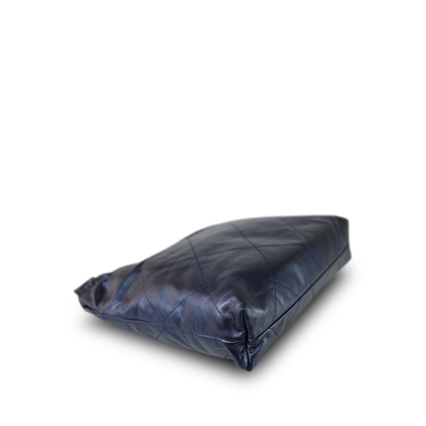 22A Metallic Navy Calfskin Quilted 22 Medium Hobo Bag