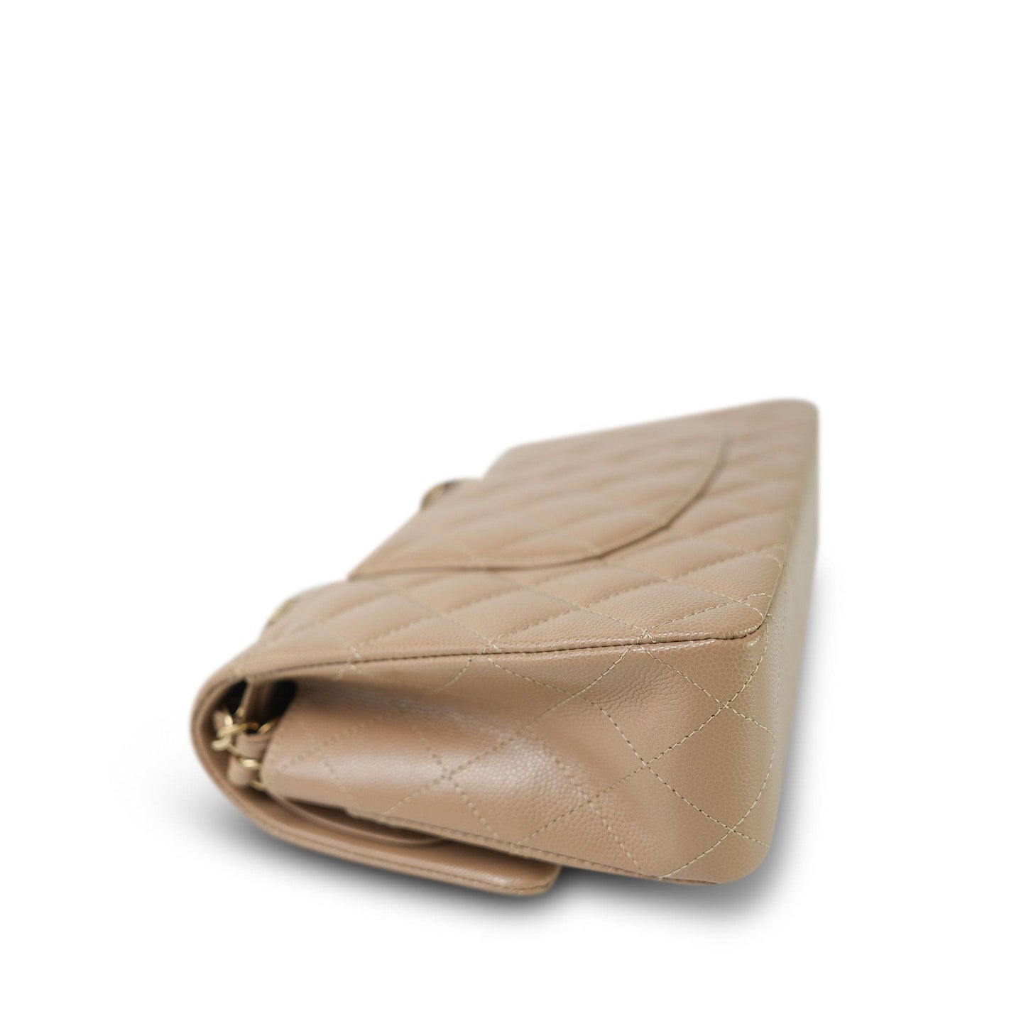 22A Dark Beige Quilted Caviar Classic Flap Medium LGHW